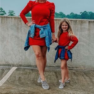 Mommy and me red dresses